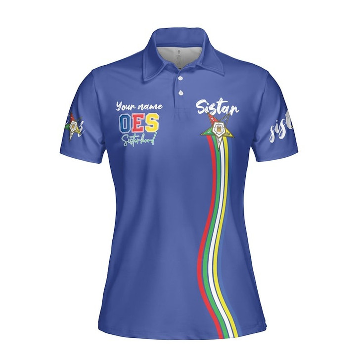 Custom Name OES Order of the Eastern Star Sistar Freemasonry Women's Polo Shirt Size S-5XL