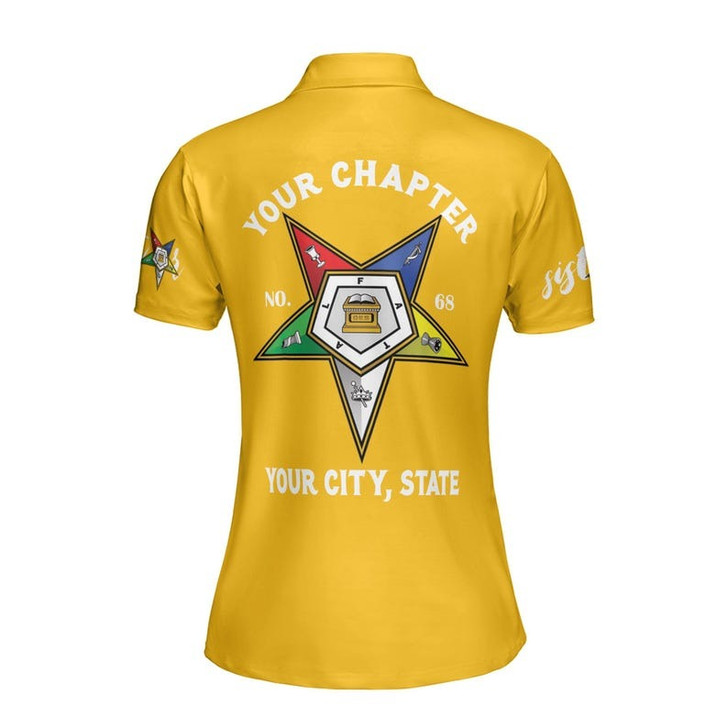 Custom Name OES Order of the Eastern Star Sistar Freemasonry Women's Polo Shirt Size S-5XL