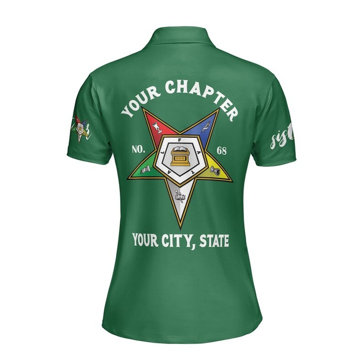 Custom Name OES Order of the Eastern Star Sistar Freemasonry Women's Polo Shirt Size S-5XL
