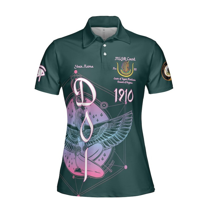 Personalized Court Name DOI Daughters Of Isis Purple Lady Shriners AEAONMS Women's Polo Shirt Size S-5XL