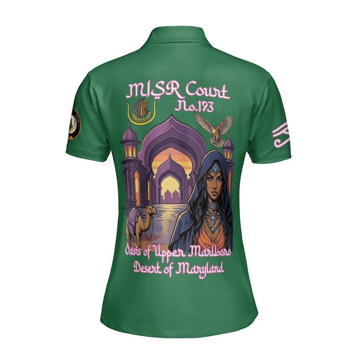 Personalized Court Name DOI Daughters Of Isis Purple Lady Shriners AEAONMS Women's Polo Shirt Size S-5XL
