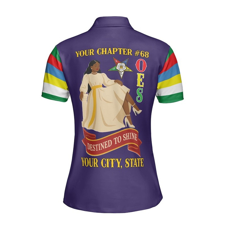 Custom Chapter Name OES Order Of The Eastern Star Destined To Shine Color Block Women's Polo Shirt Size S-5XL