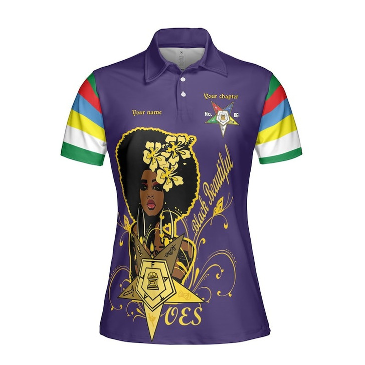 Custom Chapter Name OES Order Of The Eastern Star Destined To Shine Color Block Women's Polo Shirt Size S-5XL