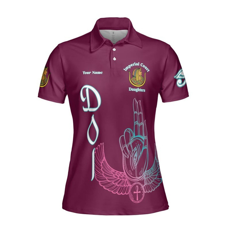 Personalized Court Name DOI Egyptian Ancient Goddess All Seeing Eye 3D Women Polo Shirt Size S-5XL