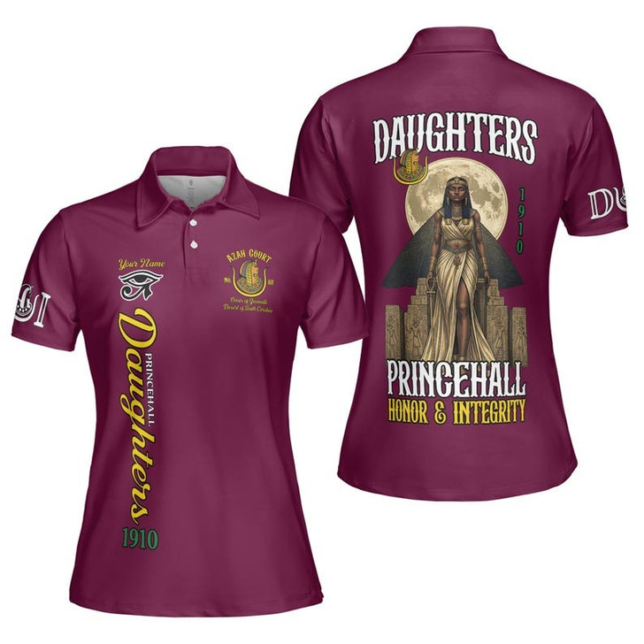 Personalized Court Name DOI Prince hall Daughters 1910 Honor & Integrity 3D Women Polo Shirt Size S-5XL