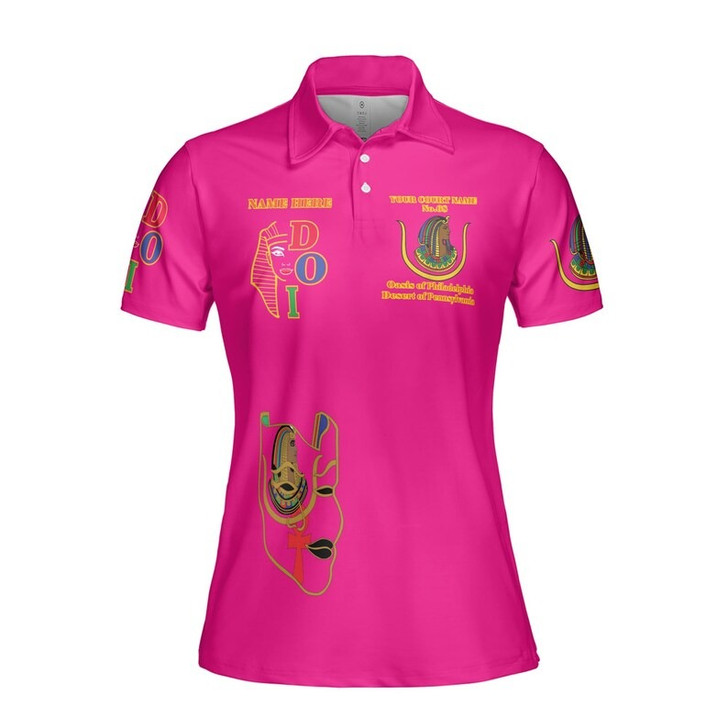 Custom Name DOI Daughters Of Isis Orange Queen Shriners Aeaonms Women's Polo Shirt Size S-5XL