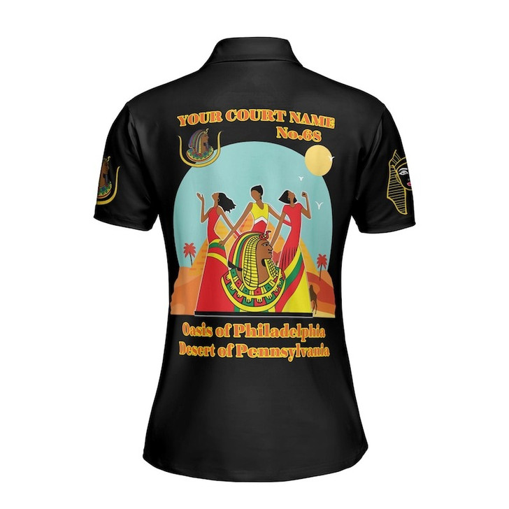 Custom Name DOI Daughters Of Isis Orange Queen Shriners Aeaonms Women's Polo Shirt Size S-5XL