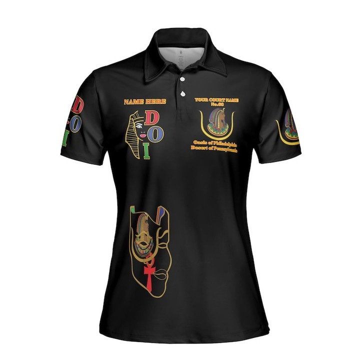 Custom Name DOI Daughters Of Isis Orange Queen Shriners Aeaonms Women's Polo Shirt Size S-5XL