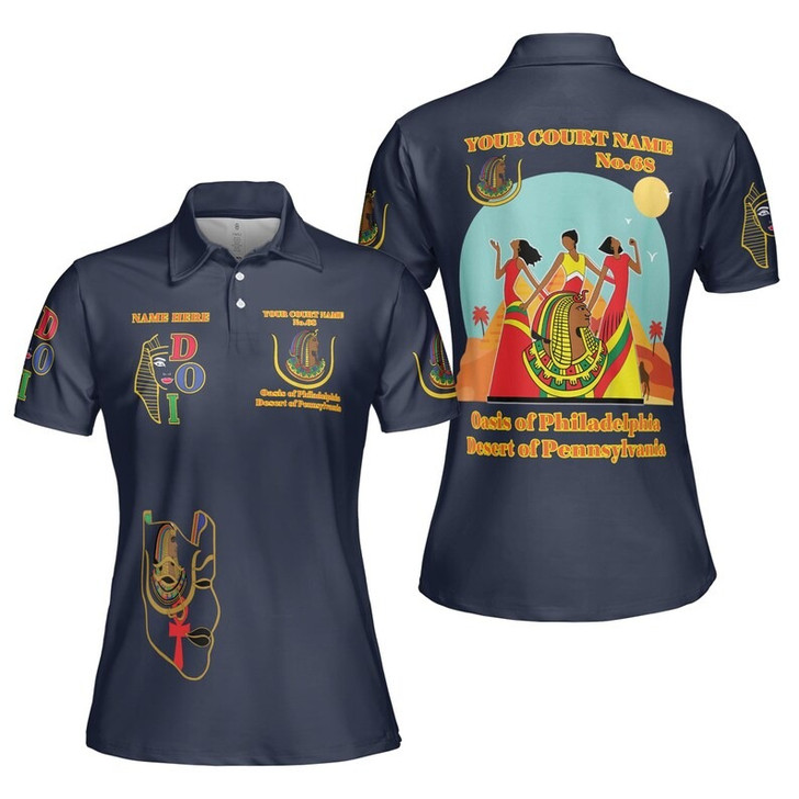 Custom Name DOI Daughters Of Isis Orange Queen Shriners Aeaonms Women's Polo Shirt Size S-5XL