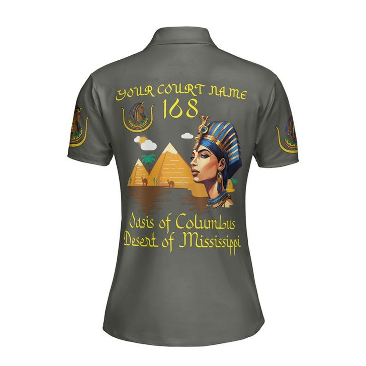 Custom Court Name Imperial Court Pyramid Egyptian Queen Patriotic Women's Polo Shirt S-5XL