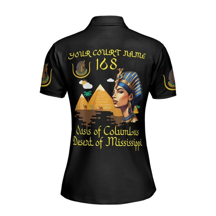 Custom Court Name DOI Daughters Of Isis Pyramid Egypt Queen Shriners Aeaonms Women's Polo Shirt Size S-5XL