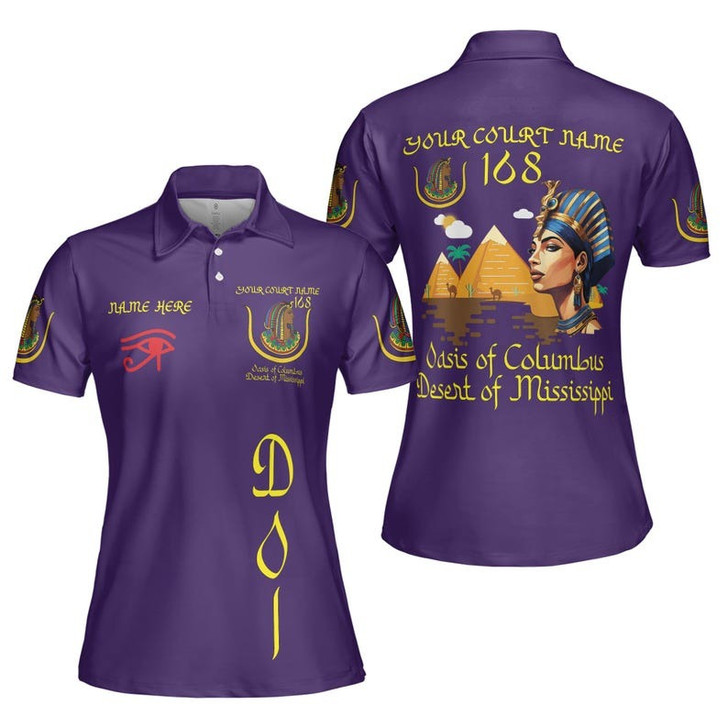 Custom Court Name Imperial Court Pyramid Egyptian Queen Patriotic Women's Polo Shirt S-5XL