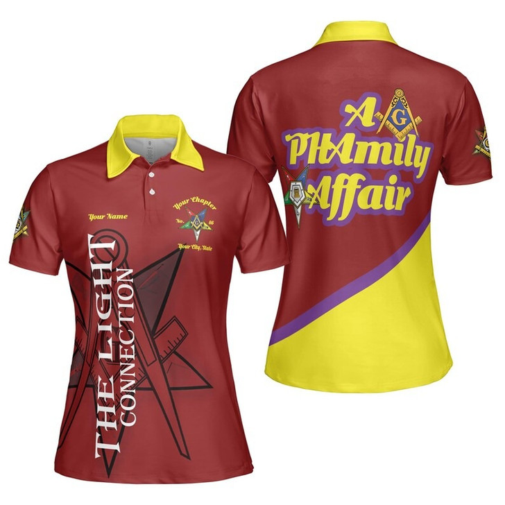 Customized Name Order Of The Eastern Star OES A PHAmily Affair - The Light Connection 3D Women's Polo Shirt  Size S-5XL