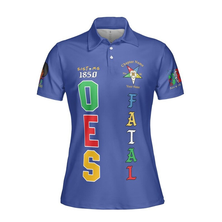 Customized Name 1850 OES FATAL Sister Eyes Mask Order Of The Eastern Star Pentagon Down 3D Women's Polo Shirt Size S-5XL