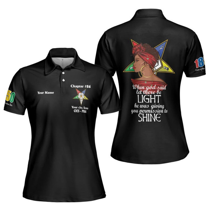 Customized Name Order Of The Eastern Star OES Permissiom To Shine Fatal Diva 3D Women's Polo Shirt Size S-5XL