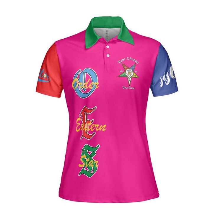 Custom Chapter Name OES Diva Sister Order Of The Eastern Star Color Block Women's Polo Shirt Size S-5XL
