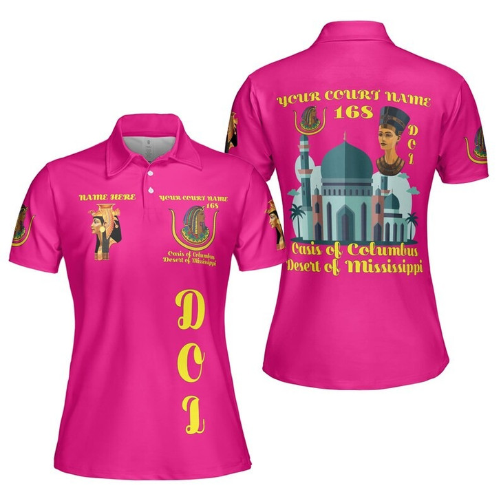 Custom Name DOI Daughters Of Isis DAUGHTERS TEMPLE Scene Shriners Aeaonms Women's Polo Shirt Size S-5XL