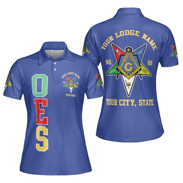 Custom Name Order of the Eastern Star Masonic Lodge OES Women's Polo Shirt Size S-5XL