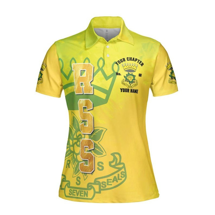 Custom Chapter Name Rose Of The Seven Seals RSS Golden Freemasonry Women's Polo Shirt Size S-5XL