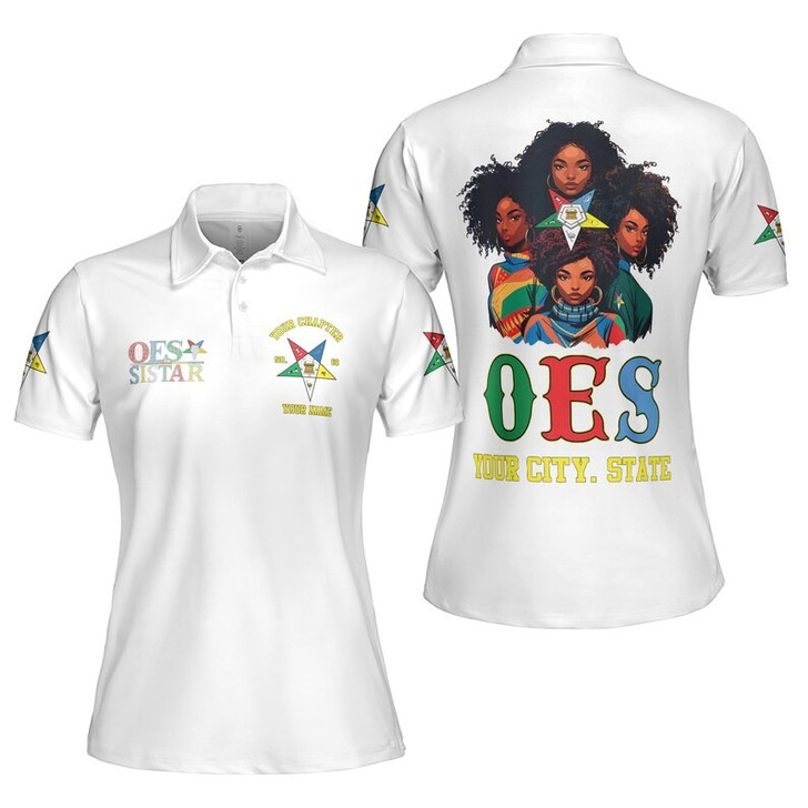 Custom Name OES Sistar Order Of The Eastern Star Women's Polo Shirt Size S-5XL
