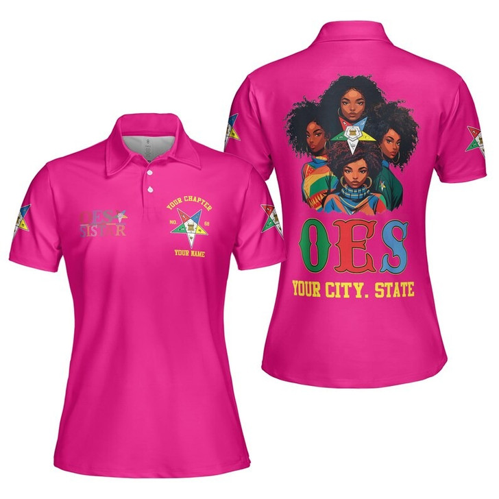 Custom Name OES Sistar Order Of The Eastern Star Women's Polo Shirt Size S-5XL