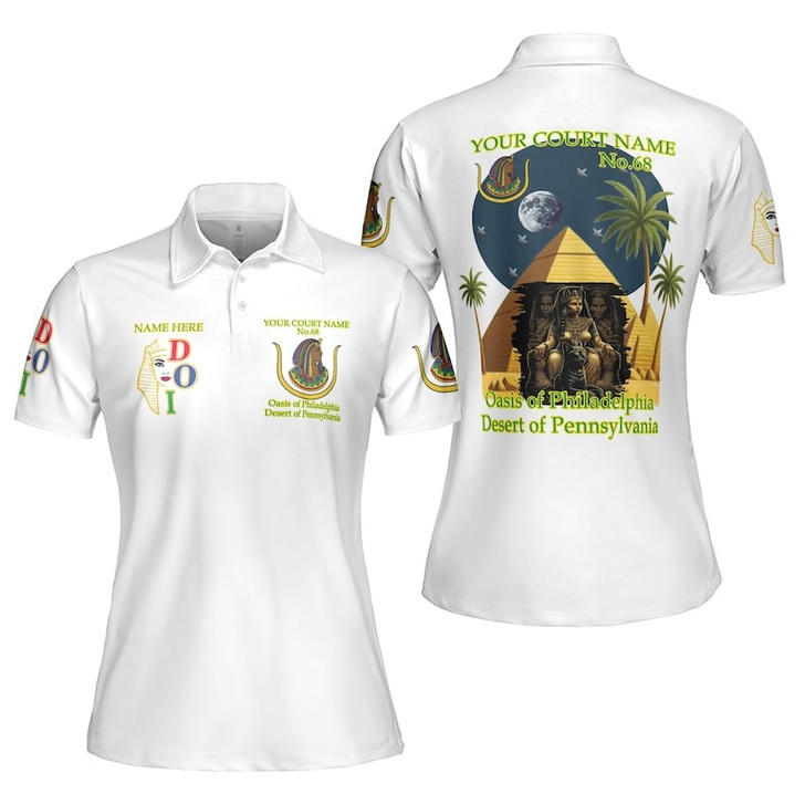 Custom Name DOI Daughters Of Isis Night Scene Shriners Aeaonms Women's Polo Shirt Size S-5XL
