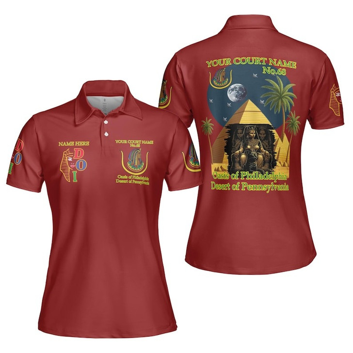Custom Name DOI Daughters Of Isis Night Scene Shriners Aeaonms Women's Polo Shirt Size S-5XL