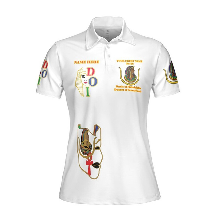 Custom Name DOI Daughters Of Isis Orange Queen Shriners Aeaonms Women's Polo Shirt Size S-5XL