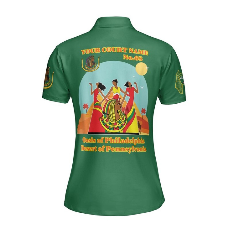 Custom Name DOI Daughters Of Isis Orange Queen Shriners Aeaonms Women's Polo Shirt Size S-5XL