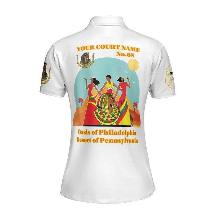 Custom Name DOI Daughters Of Isis Orange Queen Shriners Aeaonms Women's Polo Shirt Size S-5XL