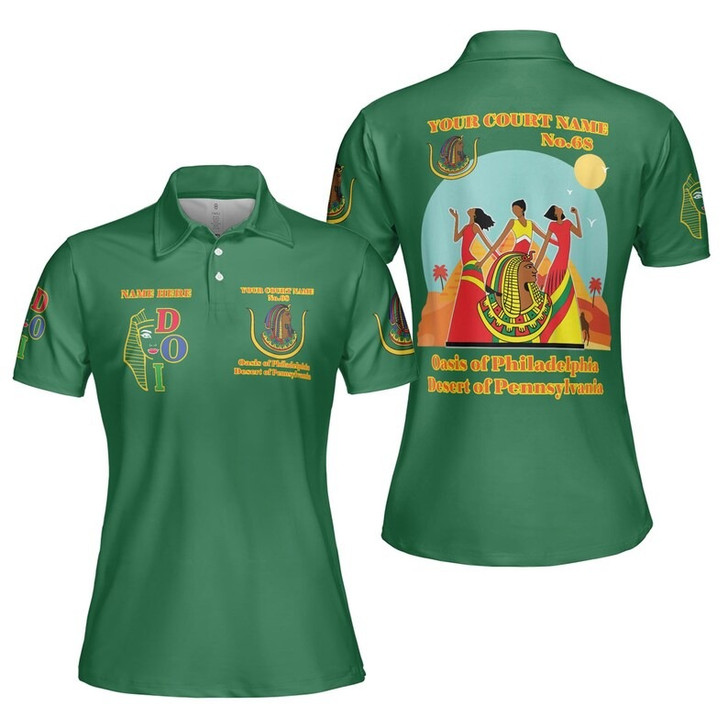 Custom Name DOI Daughters Of Isis Orange Queen Shriners Aeaonms Women's Polo Shirt Size S-5XL