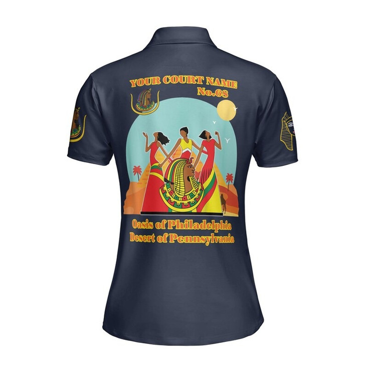 Custom Name DOI Daughters Of Isis Orange Queen Shriners Aeaonms Women's Polo Shirt Size S-5XL