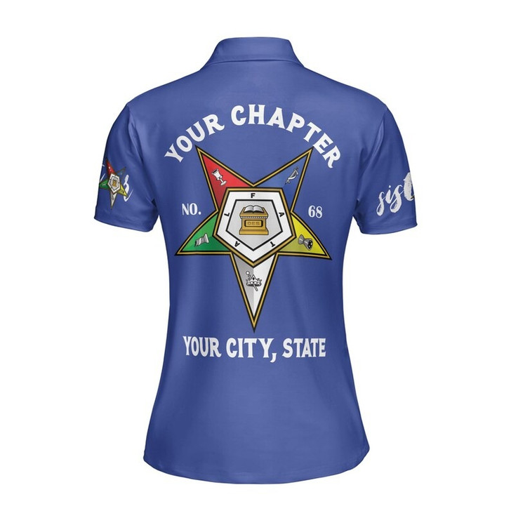 Custom Name Order of the Eastern Star Masonic Lodge OES Women's Polo Shirt Size S-5XL