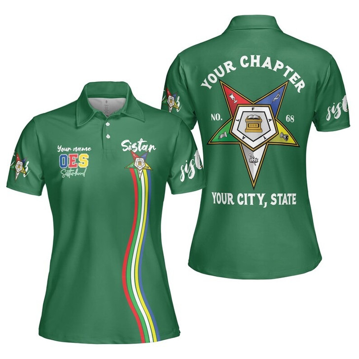 Custom Name Order of the Eastern Star Masonic Lodge OES Women's Polo Shirt Size S-5XL