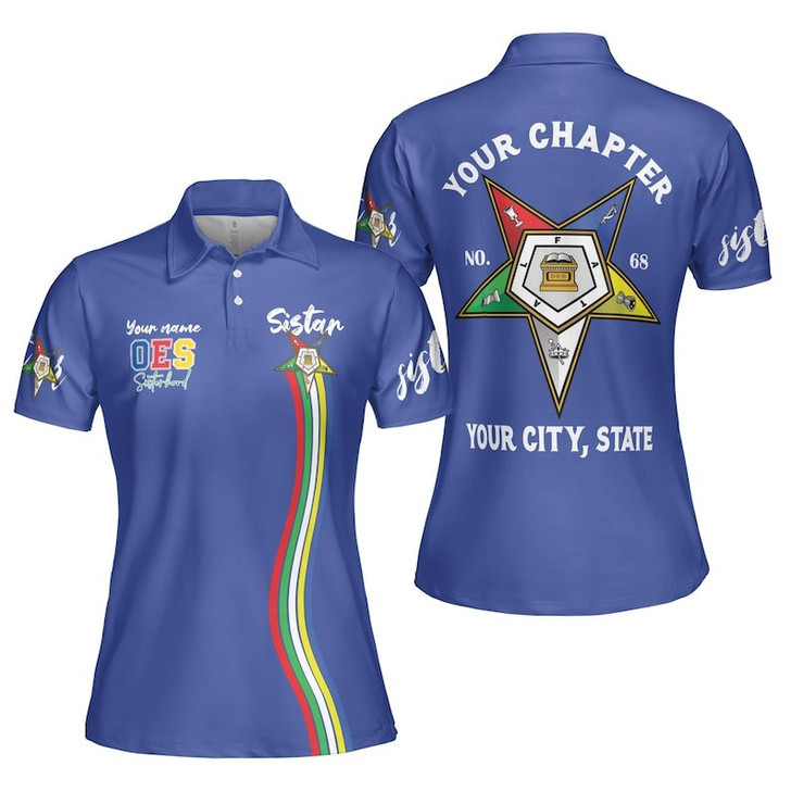 Custom Name Order of the Eastern Star Masonic Lodge OES Women's Polo Shirt Size S-5XL