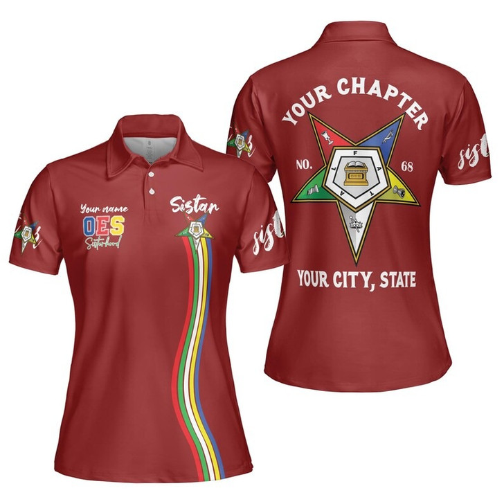 Custom Name Order of the Eastern Star Masonic Lodge OES Women's Polo Shirt Size S-5XL
