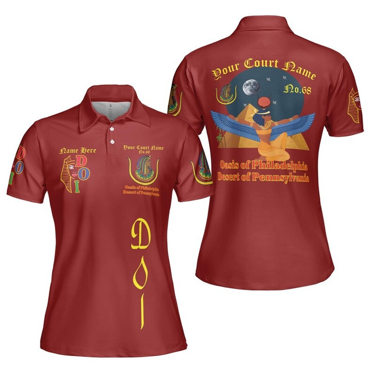 Custom Name DOI Daughters Of Isis ISIS WINGS Out Shriners Aeaonms Women's Polo Shirt Size S-5XL