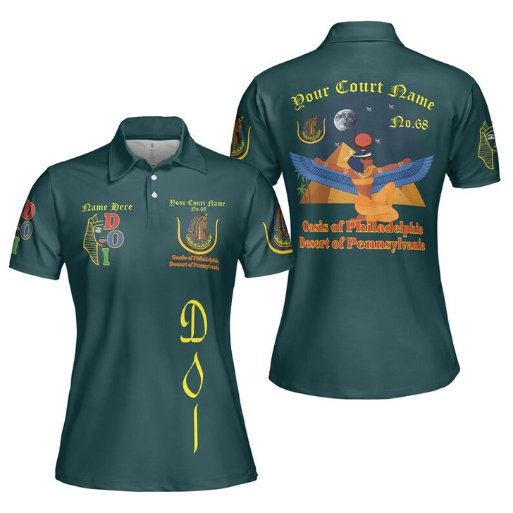 Custom Name DOI Daughters Of Isis ISIS WINGS Out Shriners Aeaonms Women's Polo Shirt Size S-5XL