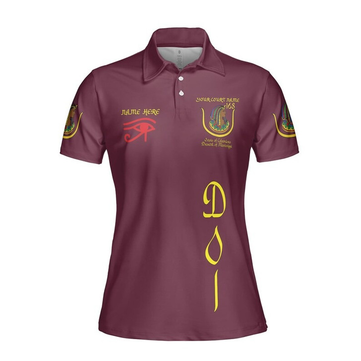 Custom Name DOI Daughters Of Isis PYRAMID QUEEN Shriners Aeaonms Women's Polo Shirt Size S-5XL