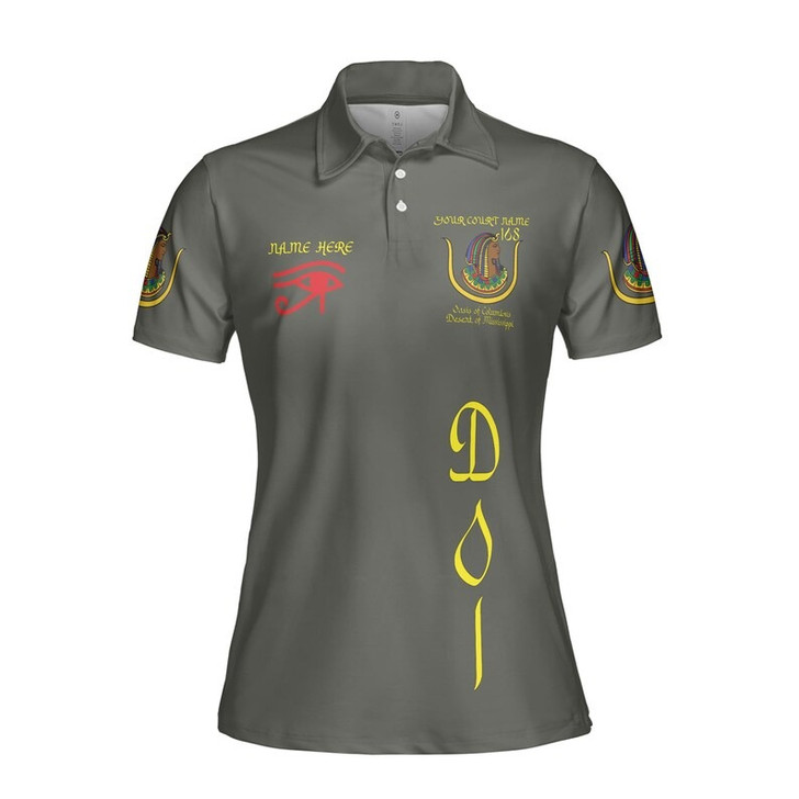 Custom Name DOI Daughters Of Isis PYRAMID QUEEN Shriners Aeaonms Women's Polo Shirt Size S-5XL
