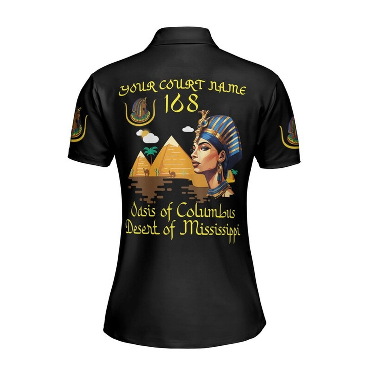 Custom Name DOI Daughters Of Isis PYRAMID QUEEN Shriners Aeaonms Women's Polo Shirt Size S-5XL
