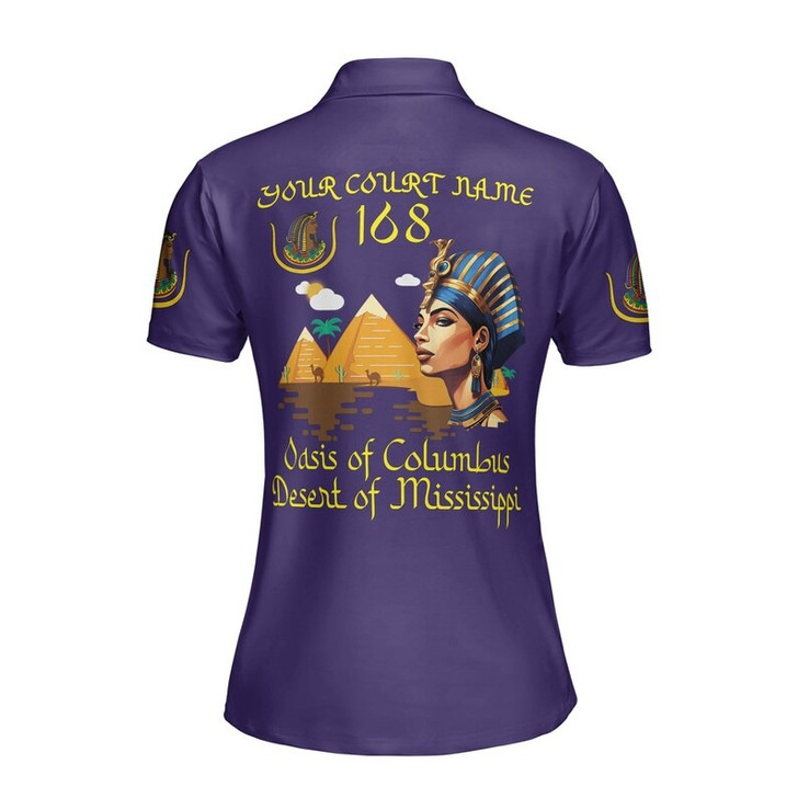 Custom Name DOI Daughters Of Isis PYRAMID QUEEN Shriners Aeaonms Women's Polo Shirt Size S-5XL