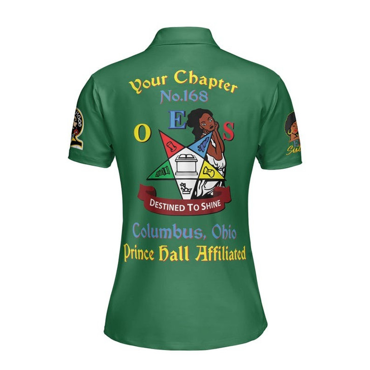 Custom Chapter Name OES Order of the Eastern Star Masonic Destined To Shine Women's Polo Shirt Size S-5XL