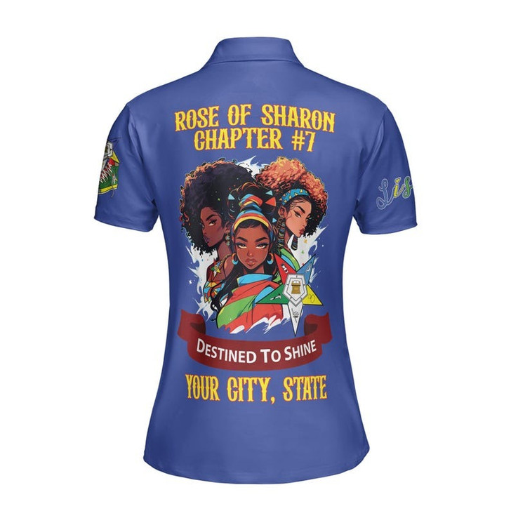 Custom Chapter Name OES Order of the Eastern Sister Destined To Shine Women's Polo Shirt Size S-5XL