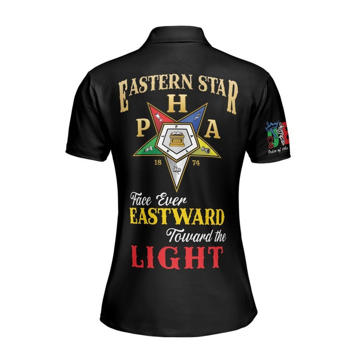 Personalized Name OES Order of Eastern Star Face ever EASTWARD toward the LIGHT Women's Polo Shirt Size S-5XL