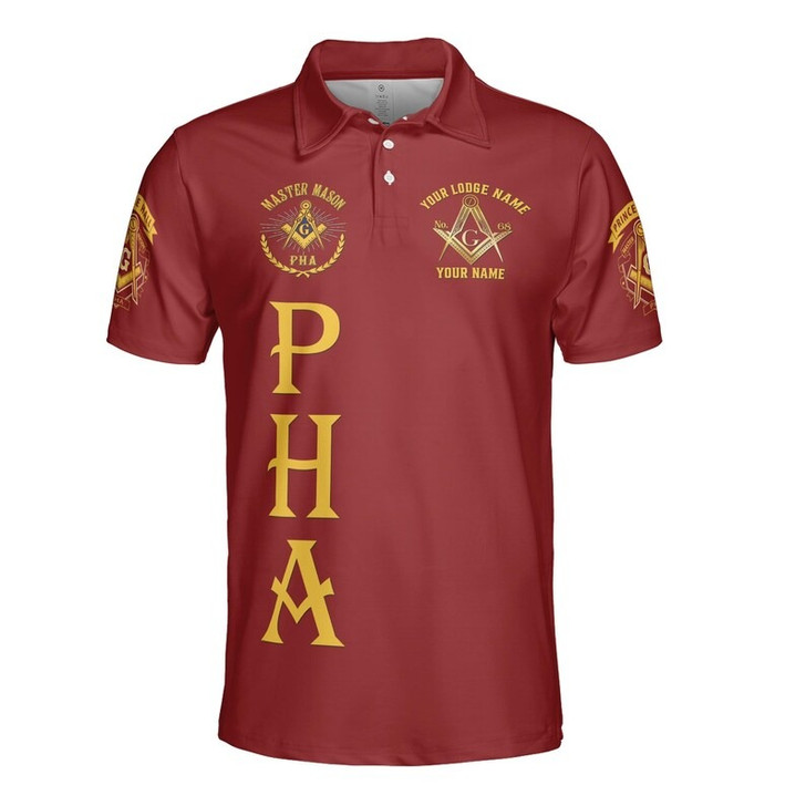Custom Name Freemasonry 357 Prince Hall Mason 3D Men's Polo Shirt S-5XL