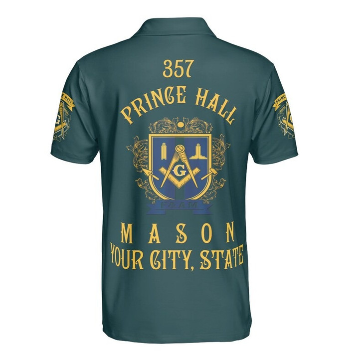 Custom Name Freemasonry 357 Prince Hall Mason 3D Men's Polo Shirt S-5XL