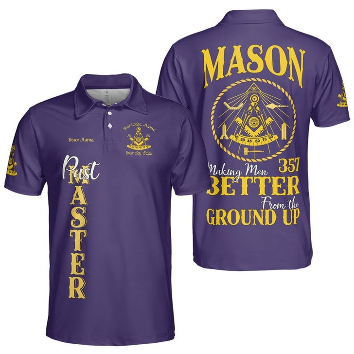 Personalized Name Past Master Making Men BETTER From the Ground Up Freemason 3D Men's Polo Shirt S-5XL