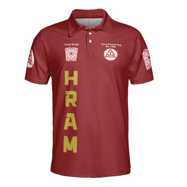 Custom Chapter Name Holy Royal Arch Masonic Keystone York Rite Freemasonry 3D Men's Polo Shirt S-5XL