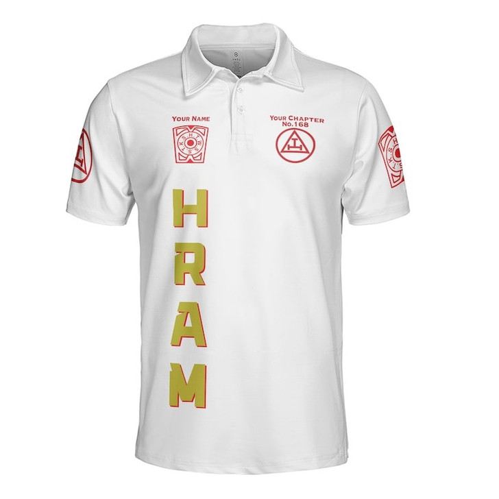 Custom Chapter Name Holy Royal Arch Masonic Keystone York Rite Freemasonry 3D Men's Polo Shirt S-5XL